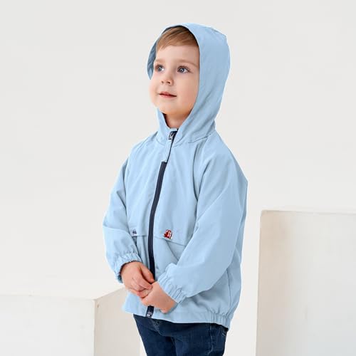 Image of Volunboy Toddler Boys Windbreaker Casual Outerwear Kids Lightweight Zip Hooded Jacket Baby Cute Dust Coat