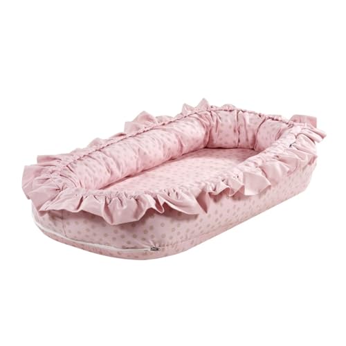 Alvi Schlummer-Nestchen Kuschelnest Curly Volant Kreise rosa 70x34 cm |...