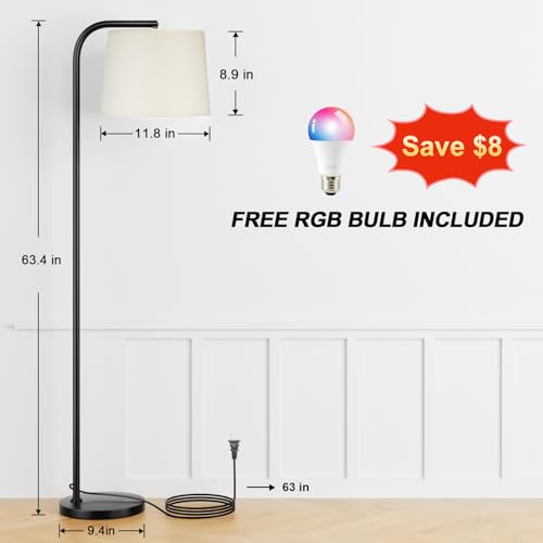 Ambimall Fully Dimmable Floor Lamp with 9W LED Bulbs, Standing Lamp for Living Room Bedroom - Image 3