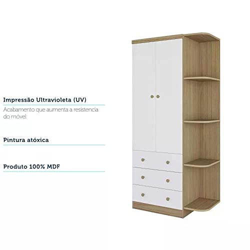 Quarto de Bebê Completo com Guarda Roupa Cômoda e Berço Mini Cama 100% MDF Pega-Pega Móveis Peroba B