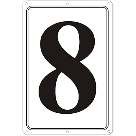 i-CowFun Premium Aluminum Number Signs 8, Metal 12" X 8" Numbered Signs for Parking Lot, Outdoor Number Sign, Long Lasting, Fade-Resistant, Easy Mounting, High Visibility Cover