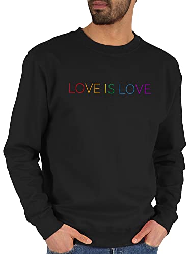 Shirtracer Sweater Pullover Sweatshirt Herren Damen - LGBTQ Kleidung Flag - Love is Love - Regenbogen - Pride - M - Schwarz - LGBT pullis CSD Pulli Lesbian Sweat lqbtq Gay lgbtqia Queer Month