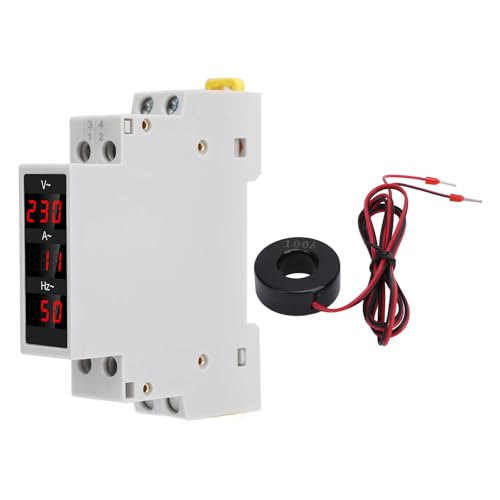 Digital Display Energy Meter Multifunction Tester Din Rail Mounted Volts Amps Hertz Meter AC80 500V 1 100A 0 99Hz for Industrial Mining Enterprises Electronic Control Devices