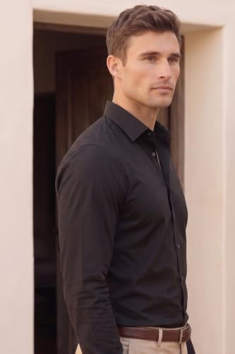 Image of Louis Philippe Men's Slim Fit Bamboo Blend Sustainable Stretch Young Formal Shirt