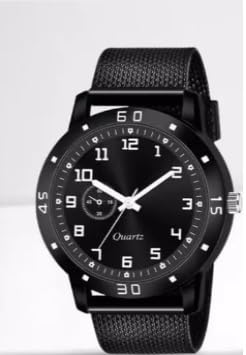 Image of Men's Premium Analog Watch with Roman Number Markers and Stainless Steel Chain Strap