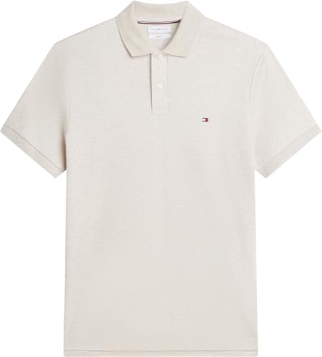 Tommy Hilfiger Herren Poloshirt Kurzarm Liquid Cotton mit Knopfleiste, Beige (Heathered Oatmilk), XXL – Ansicht 6