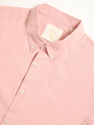 Image of The Bear House Men's Pink Solid Slim Fit Cotton Casual Shirt
