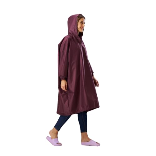 Image of ZEEL Unisex Outdoor Rain Poncho for Adult, Waterproof, Lightweight & Packable, Polyester Pullover Full Sleeves Hooded Rainwear, Raincoat for Camping, Hiking, Travelling (AZ33, Free Size, Wine)