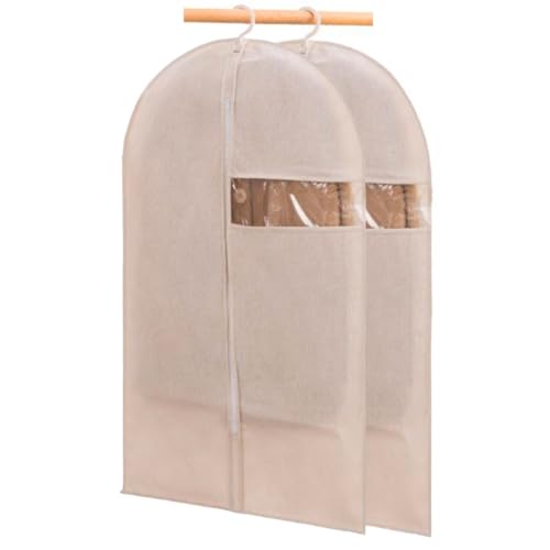 Tradineur - Pack de 2 fundas de algodón para trajes, incluyen cremallera y ventana, transpirables, almacenamiento de ropa, abrigos, chaquetas, jerséis - 60 x 100 cm