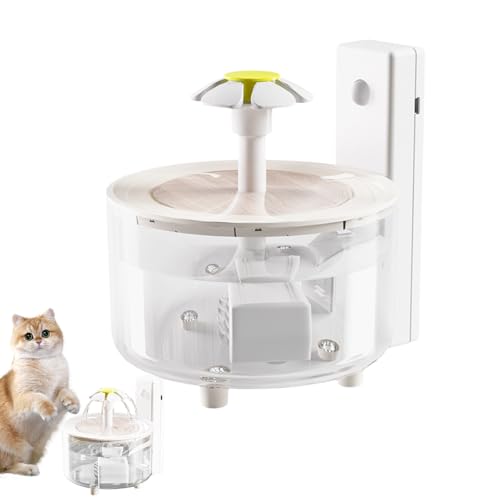 Fontana per gatti senza fili - Mangiatoia automatica per acqua, idratatore in PET filtrato | Ciotola in ceramica da 5,91 x 7,09 pollici, a corrente stagnata in acciaio inox dispositivo di