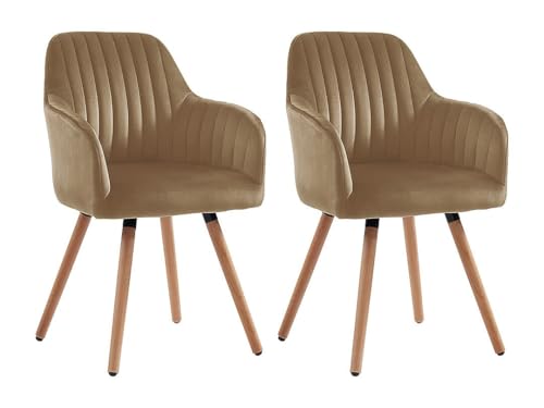 Vente-unique - Silla Eleana - L 56cm x A 58cm x H 85cm - Terciopelo - Beige