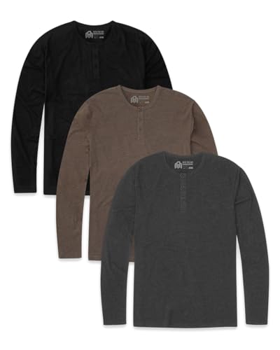 INTO THE AM Long Sleeve Henley Shirts for Men S - 4XL Casual Lightweight Fitted Longsleeve4
