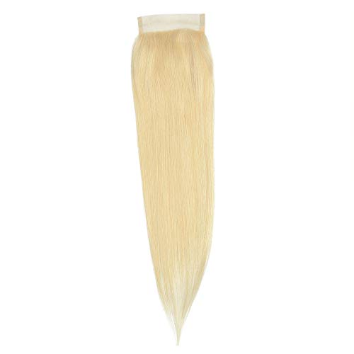 JGMI 613# Platinum Blonde Human Hair Bundles with Closure Brazilian Virgin Remy Hair Straight Hair Bundles with 4×4 Lace Closure (12", closure)