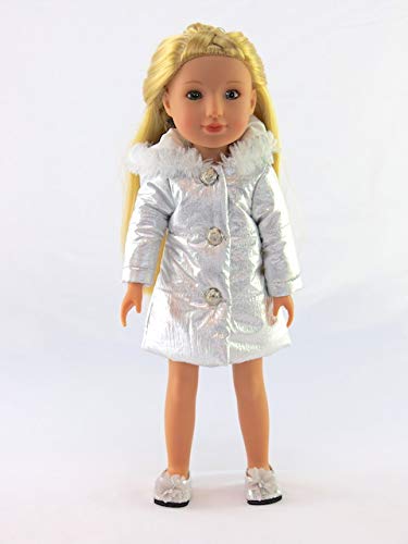 American Fashion World Silver Jacket for 14-Inch Dolls | Premium Quality & Trendy Design | Dolls Clothes | Outfit Fashions for Dolls for Popular Brands