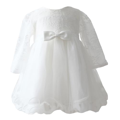 Vestido de Bautizo para bebé niña Tul Princesa Manga Larga M28