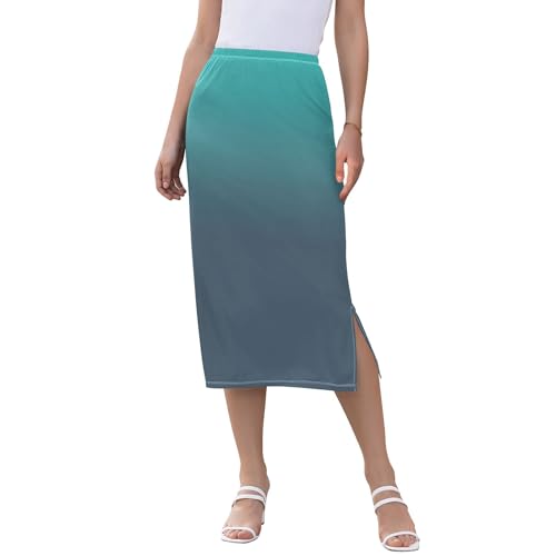 Plum Side Slit Midi Skirts Womens Pencil Straight Skirt High Waist Stretch Beach Skirts