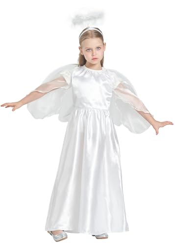 Disfraz de ángel blanco para niñas 7-8 años miniatura 5