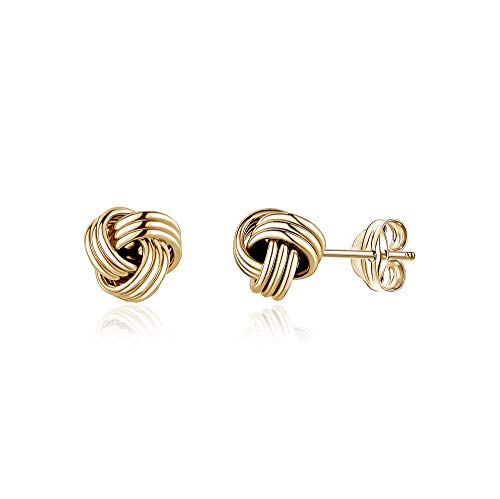 Massete Love Knot Earrings - 14k Women's Gold Earrings, Elegant Stud Earrings for Women, Girls, Teens - Classic 5mm Yellow Gold Earrings