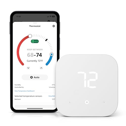 Amazon Smart Thermostat – Save money and energy - Works with Alexa and Ring - C-wire required