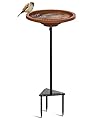 Bird Baths for Outdoors, Detachable Birdbaths for The Garden Clearance, Freestanding Bird Baths for Outdoors Heavy Duty, Bird Bath Bowl Spa & Birdfeeder with Metal Stake Stand, Circle Shape (Brown)