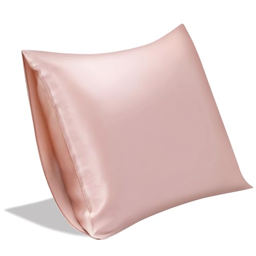 SILKTALE Funda de almohada 100% seda de morera sin cremallera, funda de almohada transpirable de seda pura por ambos lados para cabello y piel, 19 momme grado 6A, 1 unidad, rosa claro, tamaño Queen de