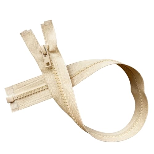 Image of YaHoGa 2PCS #5 25 inch Separating Jacket Zippers for Sewing Coats Jacket Zipper Replacement Plastic Zippers Bulk (25 inch Beige)