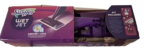 Swiffer WetJet Starter-Set für alle Bodenarten, mit Wischer, Reinigungslösung und Reinigungstüchern, entfernt hartnäckigen Schmutz und Rückstände