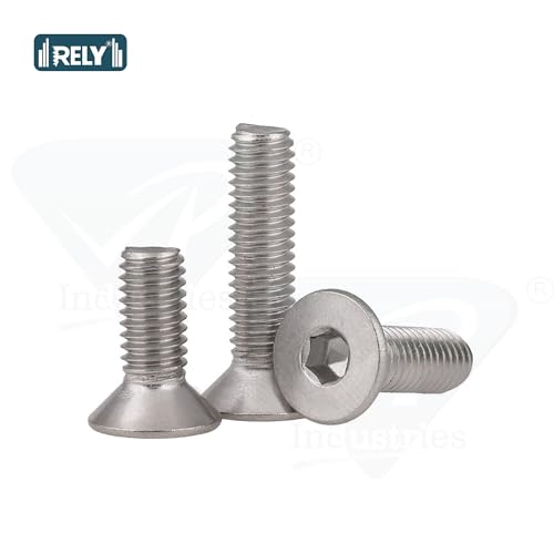 Image of Rely⇒VP INDUSTRIES (Pcs-25) M6x20 mm CSK Allen Head Screw Stainless Steel | Countersunk Allen Head Bolt with Allen Key 1 pc Free | Allen Key CSK Head Machine Screws