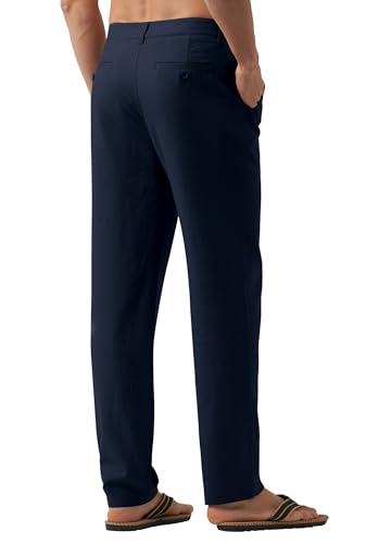Image of Willit Men's Linen Pants Casual Lightweight Drawstring 29 inch 30 inch 32 inch