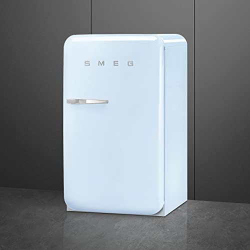 Image of Smeg FAB10 50's Retro Style Aesthetic Refrigerator with 4.48 Cu Total Capacity, 2 Glass Shelves, LED Internal Light, 22-Inches, Pastel Blue Right Hand Hinge