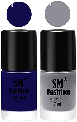 Image of Long Lasting Nail Polish | Nail Paint Combo 7 ml Each) - Set of 2 Dark Blue-Gray