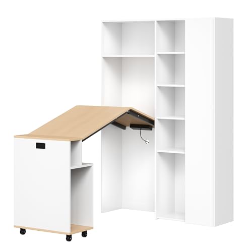 Bureau d'angle droit pliable blanc anti-basculement pour petit espace - 7