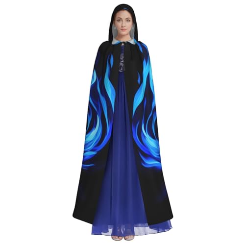 Cape d'Halloween à capuche indigo pour soirée déguisée magicien