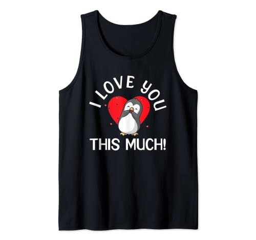 Te amo mucho | Cute Penguin Heart Camiseta sin Mangas