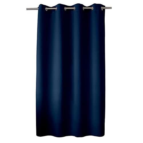 Enjoy Home Basic Blackout Curtain 8 Silver Eyelets Diameter 4 cm 100% Polyester Oeko-TEX Certified Fabric 140 x 180 cm Navy Blue - Image 2
