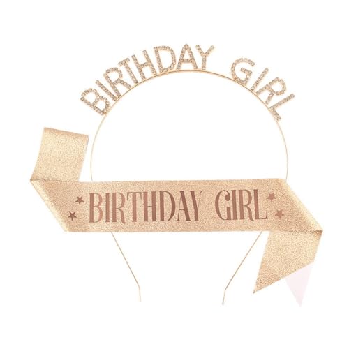 PLABBDPL Couronne Anniversaire Echarpe Anniversaire Fille, Birthday Queen Echarpe Anniversaire Kit, Happy Birthday Decoration pour Fille Femme Décoration de Fête, B