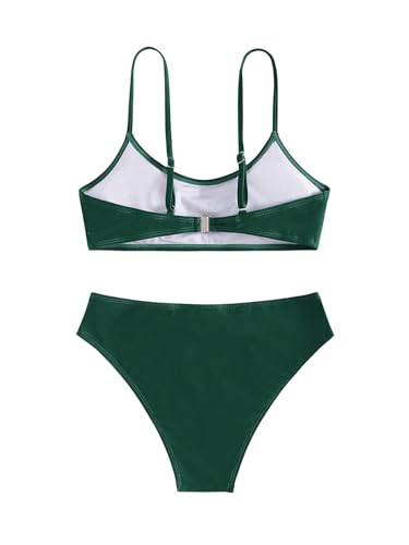 Image of SHENHE Girl's 2 Piece O Ring Bikini High Waisted Spaghetti Strap Cute Swimsuit Bathing Suit