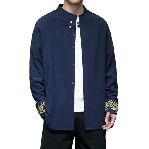 Chemise traditionnelle chinoise homme en lin cadeau original brodé