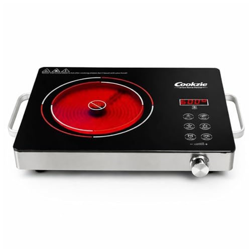 Image of 2200W Infrared Cooktop with Grill Plate, Touch Panel & LED Display, Multi-Function Electric Cooker for All Cookware, Black
