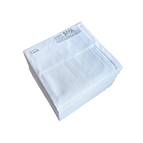 Image of Ashoka Cotton Casual Style Handkerchief For Men - Pack Of 12 (White Plain)