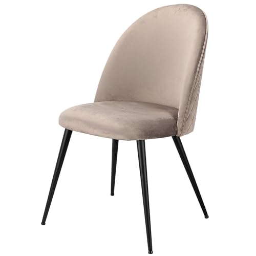 Genérico Sillas de Comedor Pack 2, Acolchadas con Respaldo de Terciopelo Suave y Patas Ajustables de Metal, Modernas para Salón o Dormitorio
