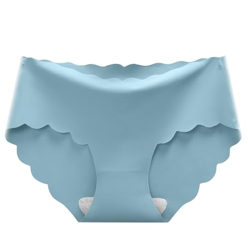 Damen-Dessous, weiche Höschen, atmungsaktiv, einfarbig, Baumwolle, Schritt, atmungsaktiv, Eisseide, dünne mittlere Taille, Unterwäsche, Postpartum, Bauch, Übergröße, 5XL, blau, XXL