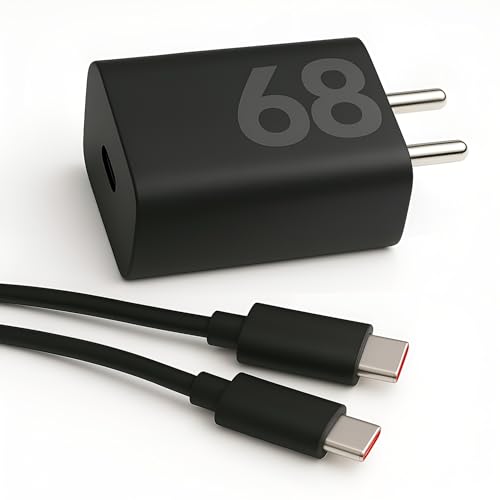 Image of Motorola 68W USB-C Turbopower Charging Adapter with Type C 3.3ft Cable for Motorola Edge 70, Edge 60 Pro, 60 fusion, 60, 50 fusion, G86, G85,Razr 60, Tablet| Support 33W Quick Charge 3.0 Charge, Black