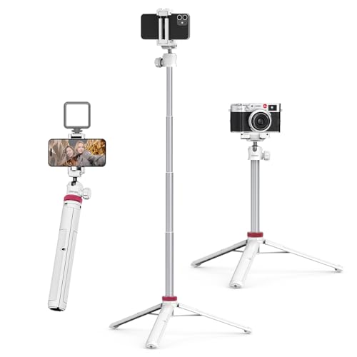 ULANZI MT-44 Handy Kamera Stativ 147cm 2in1 Selfie Stick Fernbedienung, 360° Kugelkopf, Cold Shoe Handyhalterung, 1/4' Gewinde Kompakt Reisestativ Dreibein Tripod für DSLR-Kameras Canon Samsung iPhone