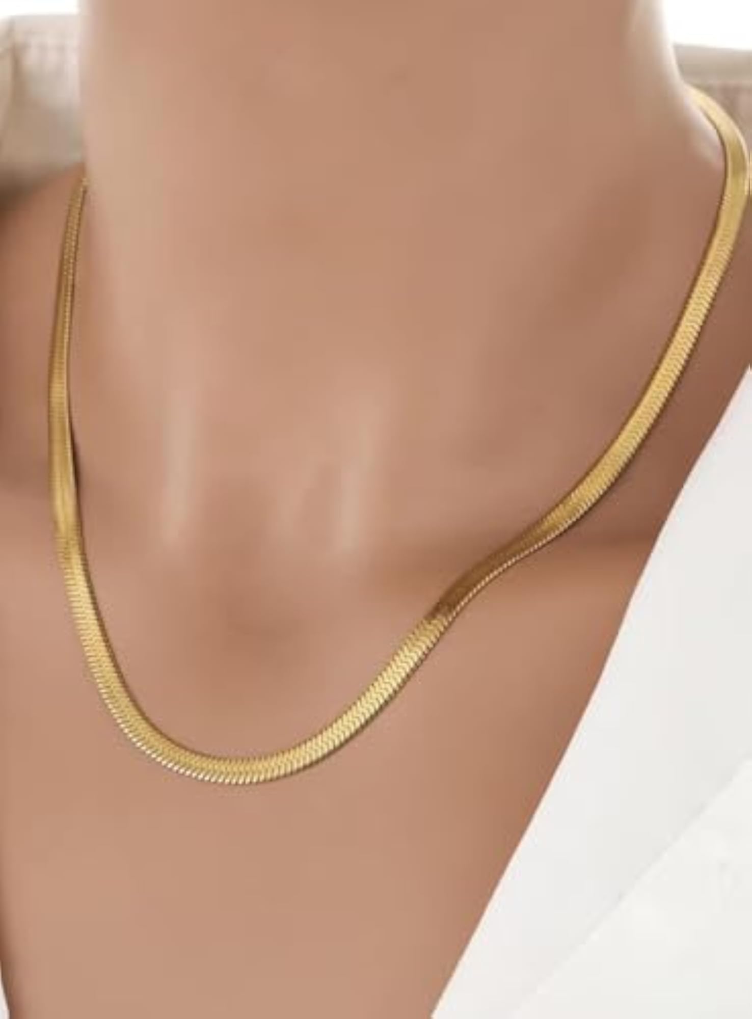 Stylish Gold Plated Flat Snake Chain Necklace for Women