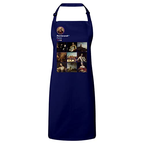 Tablier cuisine navy motif peintre Rembrandt réseaux sociaux vêtement de protection