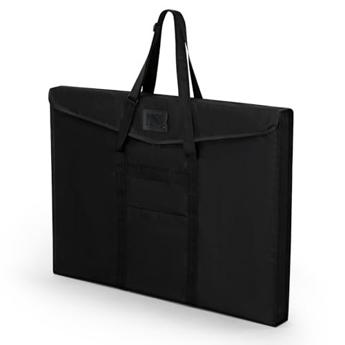 WISEPRO ドキュメントファイル パネルバッグ 大判 A1 サイズ ポスター収納 アート 手提げ 肩掛け 書類バッグ 図面ケース 61×91cm トートバッグ 大容量 名刺入れ・ポケット付 製図板用 作品収納 (ブラックA1)