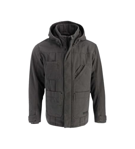 Thorogood Men's Iron River Heavyweight Jacket, Insulated Stone Washed Canvas Workwear Coat with Hood