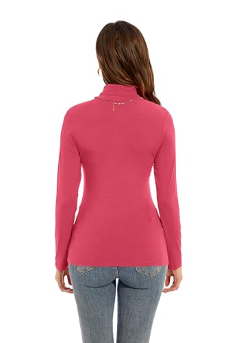 Image of Womens Long Sleeve Turtleneck T-Shirts Casual Lightweight Slim Fit Cozy Base Layer Top