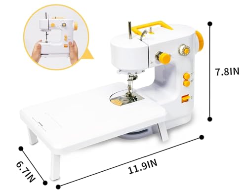 Image of Sewing Machine with Extension Table & Foot Pedal | Portable Electric Mini Silai Machine for Home Use | 2 Speed, Dual Power (AC /DC) | Beginners & DIY Stitching Machine